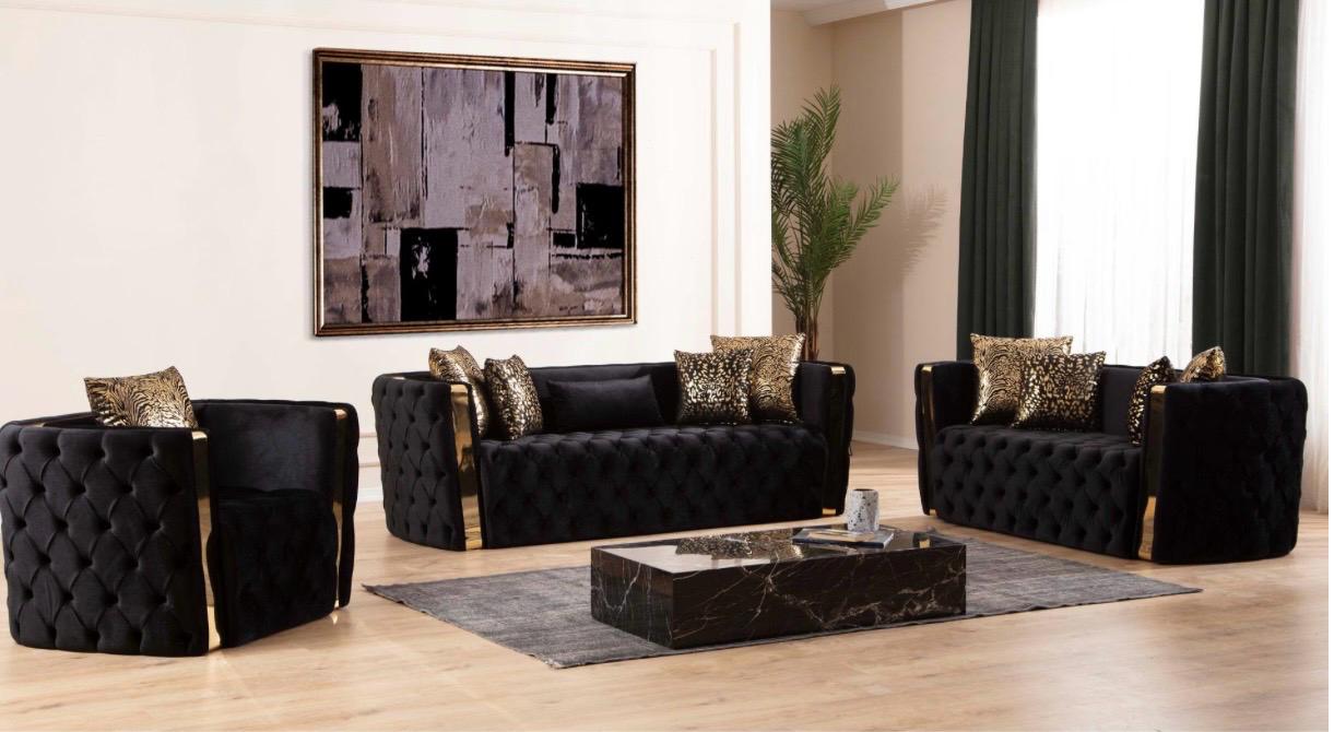 Black & Gold Sofa Set